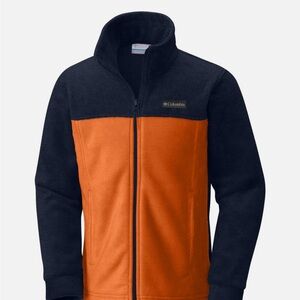 Columbia youth Bold Orange and Dark Blue fleece Jacket